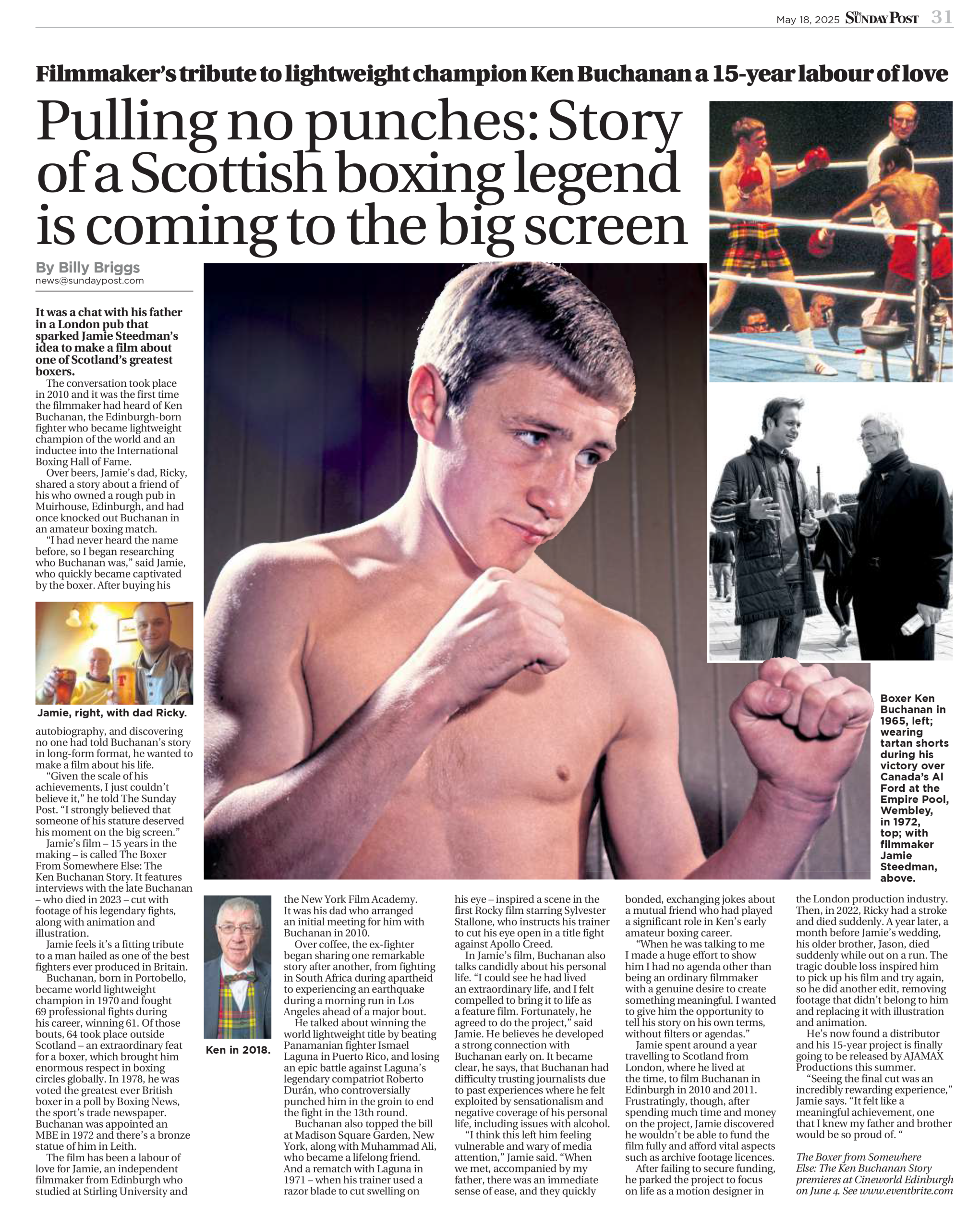 Sunday Post Article Ken Buchanan Documentary
